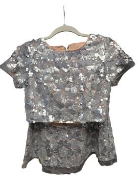 L'atiste by Amy Silver 2-piece skater skirt and crop top Set w/sequins Sz.S